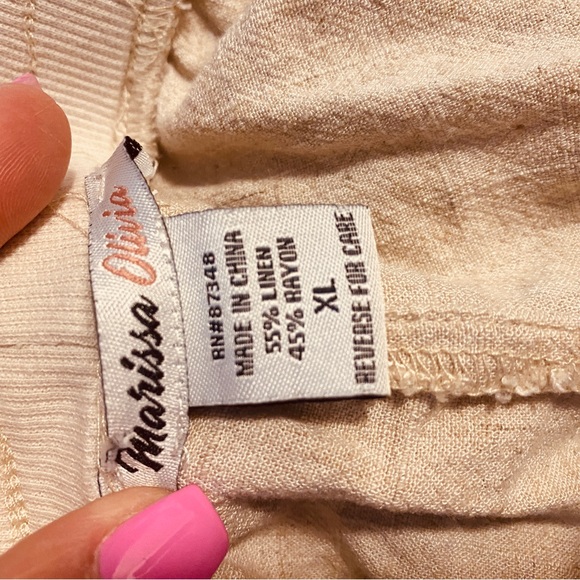 Marissa Olivia Linen Blend Women’s Cropped Casual Pants Cream NWOT Wide Leg XL - Picture 7 of 8